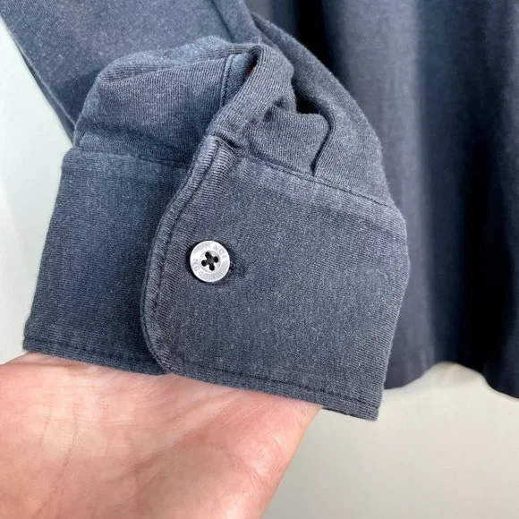 Mack Weldon Polo Shirt Men XL Gray Intrepid Long Sleeve Pima Cotton X-Large - Picture 3 of 6